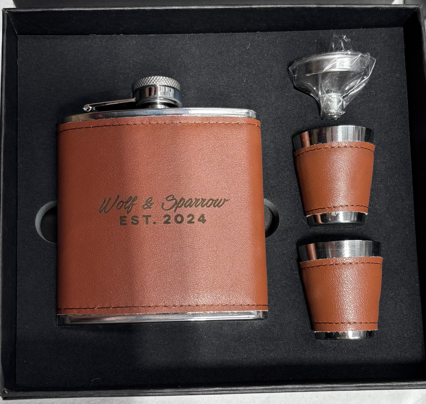 Wolf & Sparrow Faux Leather Wrapped Flask