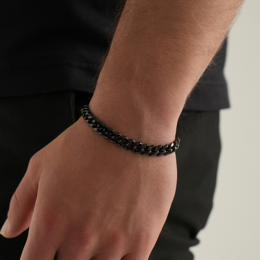 Wolf & Sparrow "Bold Black" Cuban Bracelet (8MM)