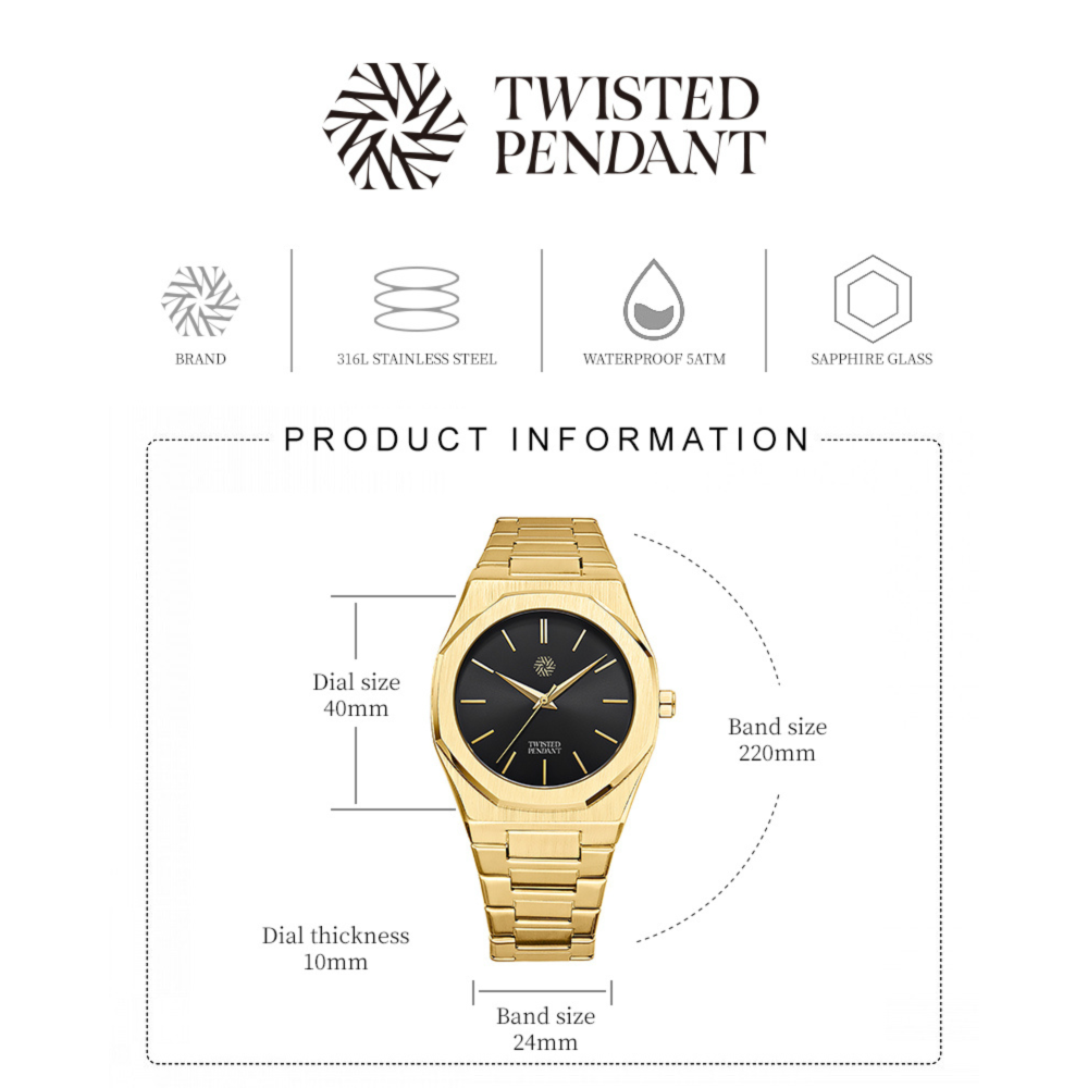 Wolf & Sparrow "Striking" Gold & Black Stainless Steel Watch