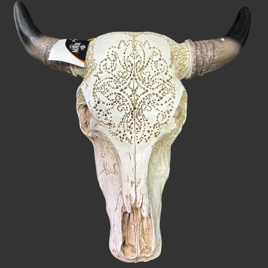 Wolf & Sparrow Decorative Western Polyresin Bull Skull Hanging Wall Décor