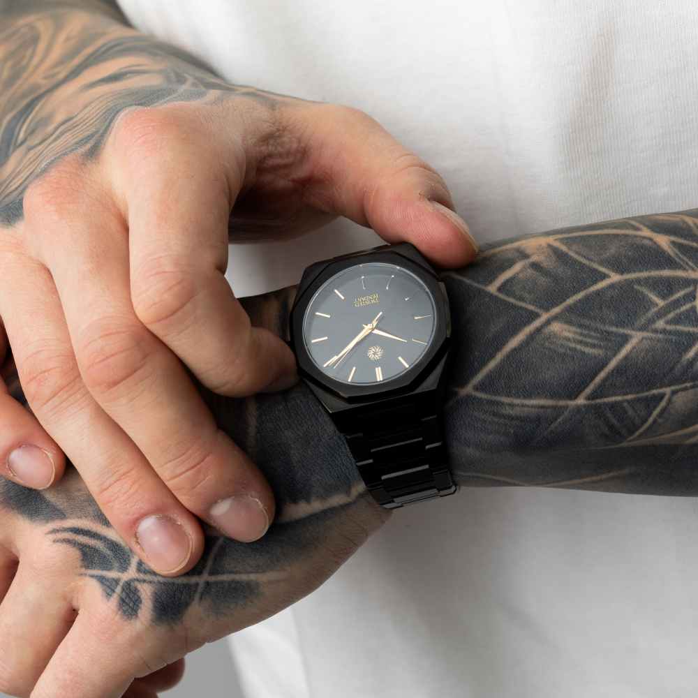 Wolf & Sparrow "Minimalist" Black Stainless Steel Watch