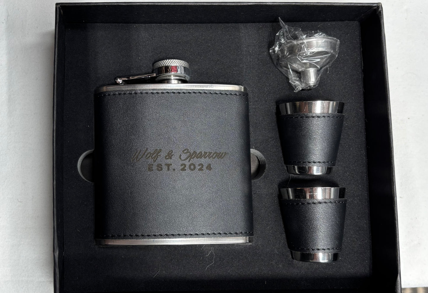Wolf & Sparrow Faux Leather Wrapped Flask