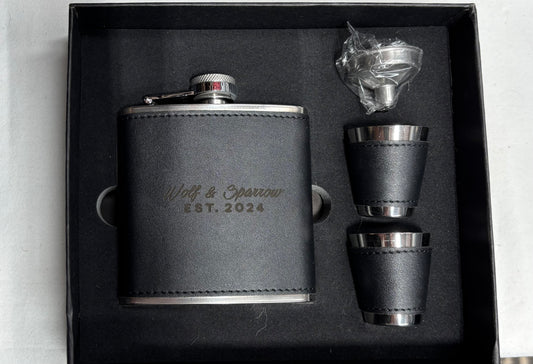Wolf & Sparrow Faux Leather Wrapped Flask