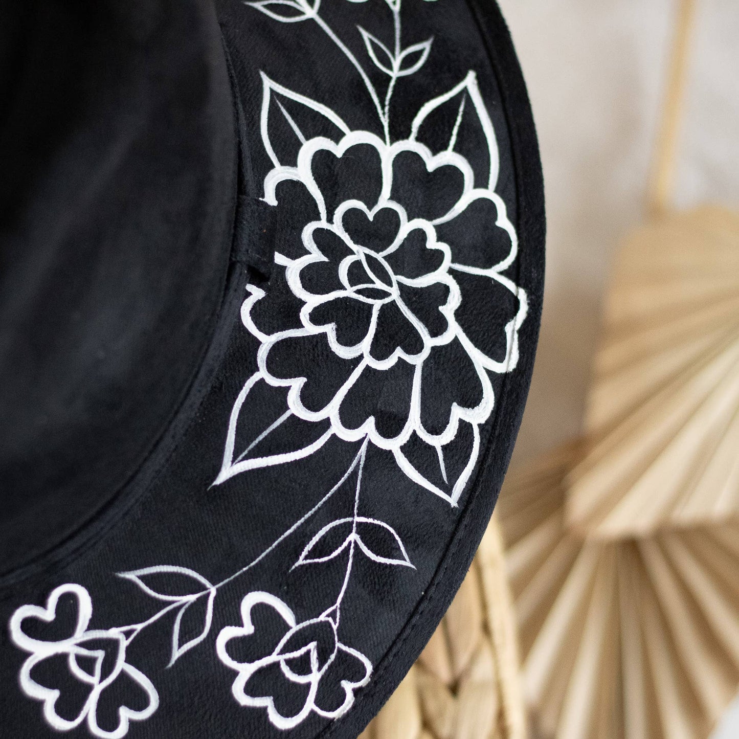 Wolf & Sparrow "Elvira" Hand Painted Western Boho Hat - Black and White