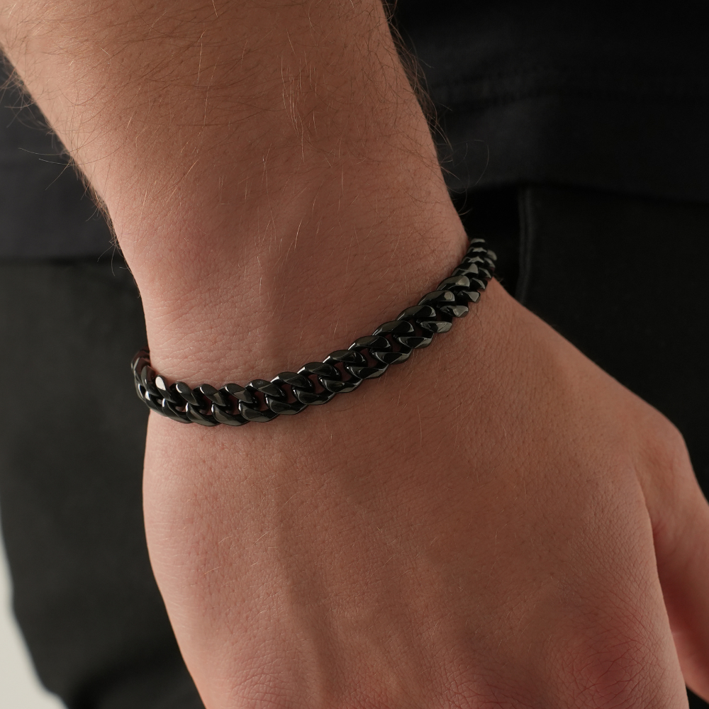 Wolf & Sparrow "Bold Black" Cuban Bracelet (8MM)