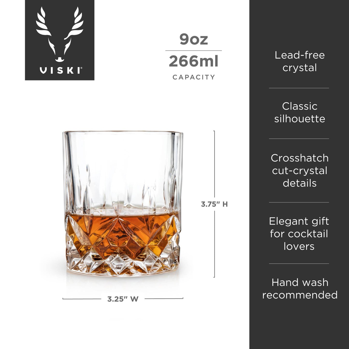 Wolf & Sparrow Vintage Style Crystal Tumblers Set of 4