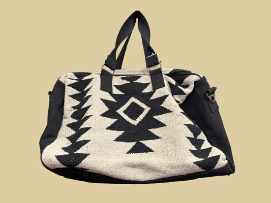Wolf & Sparrow "Cream & Black Aztec" Duffel Bag