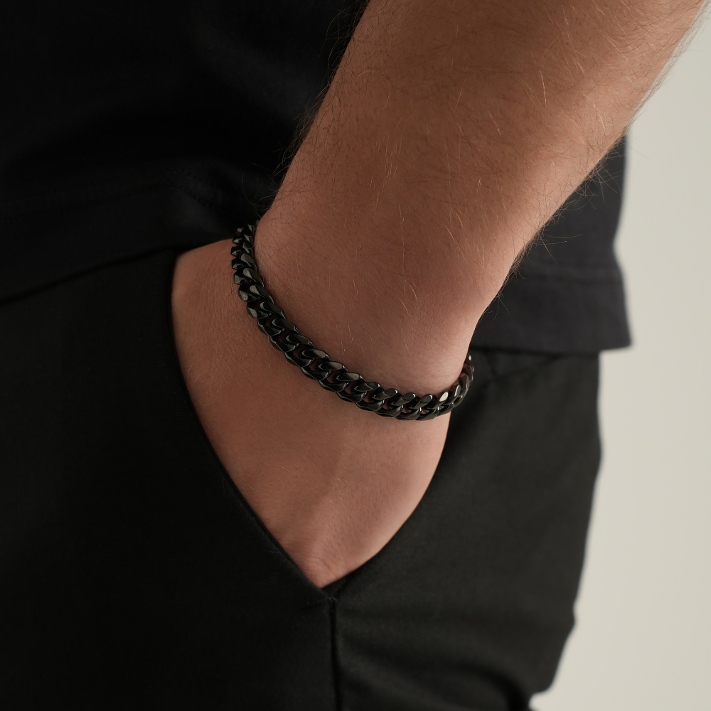 Wolf & Sparrow "Bold Black" Cuban Bracelet (8MM)