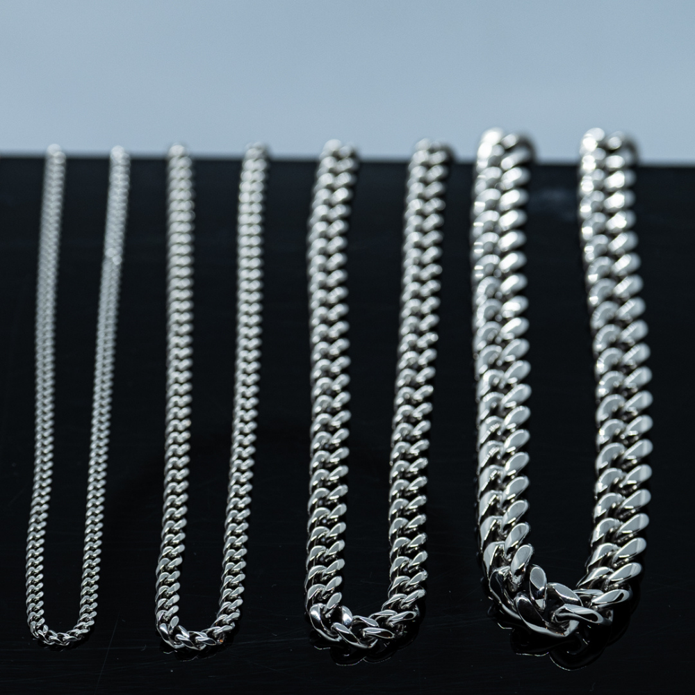 Silver Cuban Chains 16" - 26": 24" / 8MM