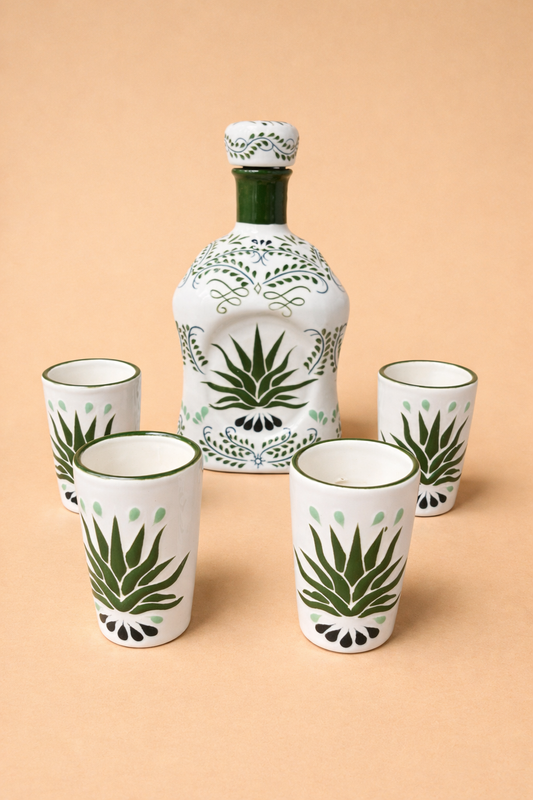 Wolf & Sparrow "Aguave" Shot Glass and Decanter Set