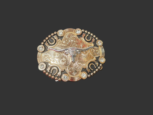 Wolf & Sparrow Western Longhorn Steer Metal Belt Buckle: 23
