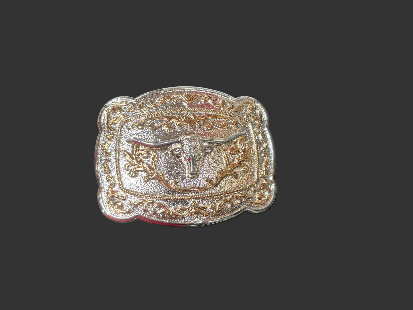 Wolf & Sparrow Gold and Silver Western Longhorn Steer Metal Belt Buckle