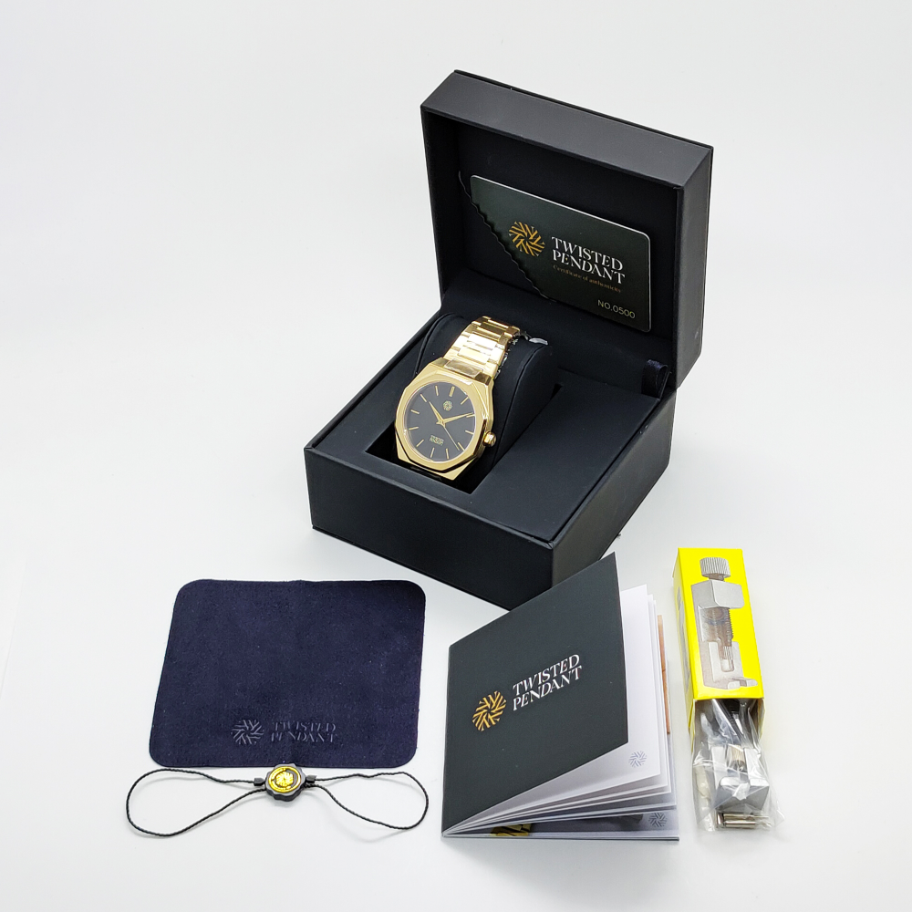 Wolf & Sparrow "Striking" Gold & Black Stainless Steel Watch