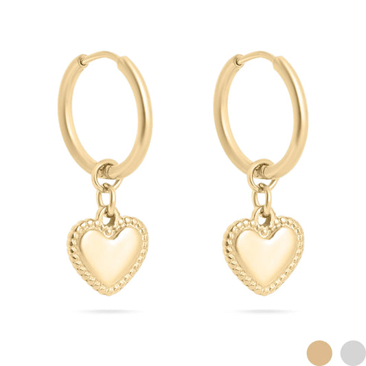 Wolf & Sparrow "Dainty Heart" Hoop Earrings