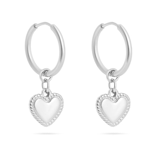 Wolf & Sparrow "Dainty Heart" Hoop Earrings
