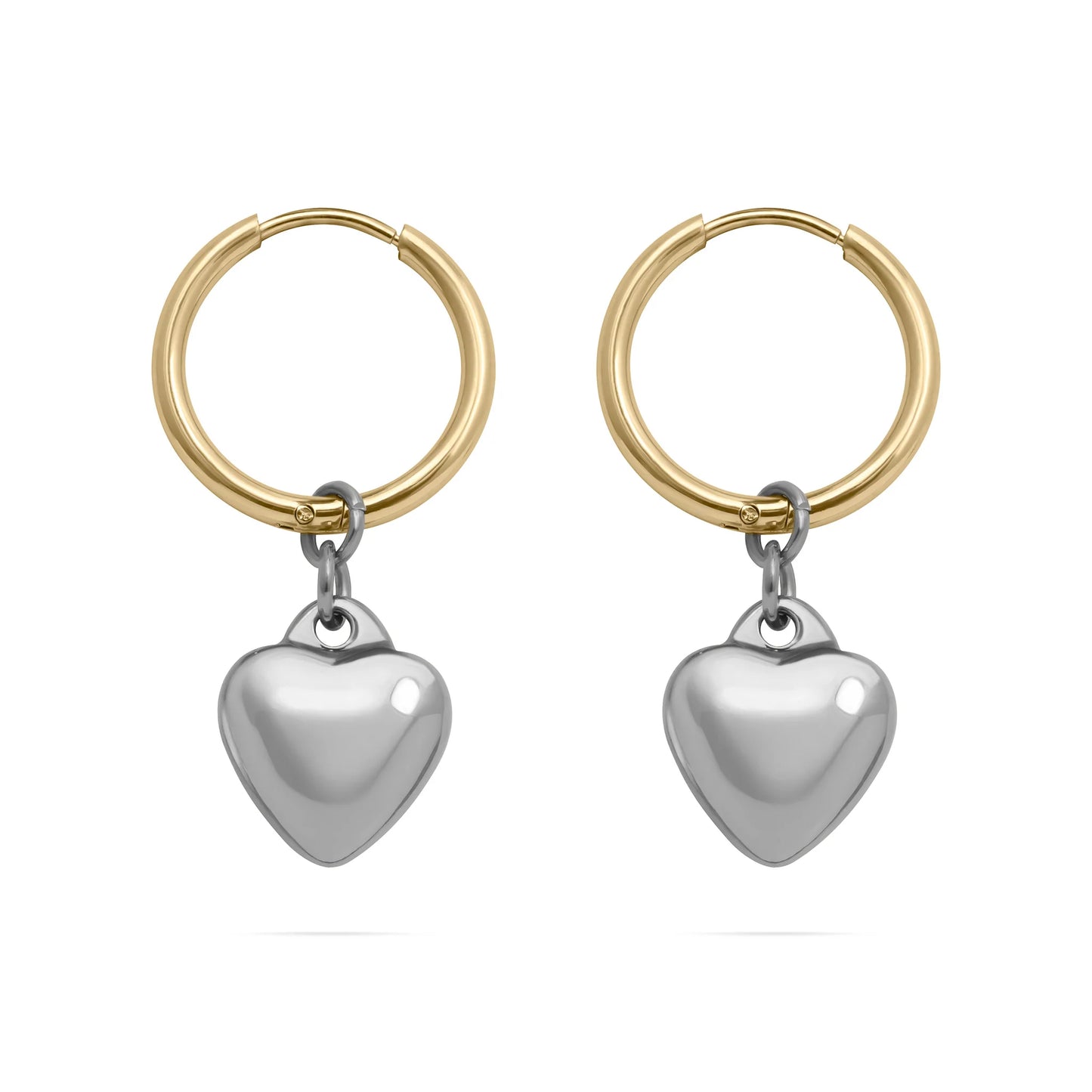 Wolf & Sparrow "Dual Tone" Heart Hoop Earrings