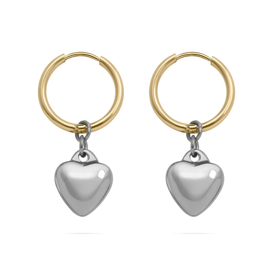 Wolf & Sparrow "Dual Tone" Heart Hoop Earrings