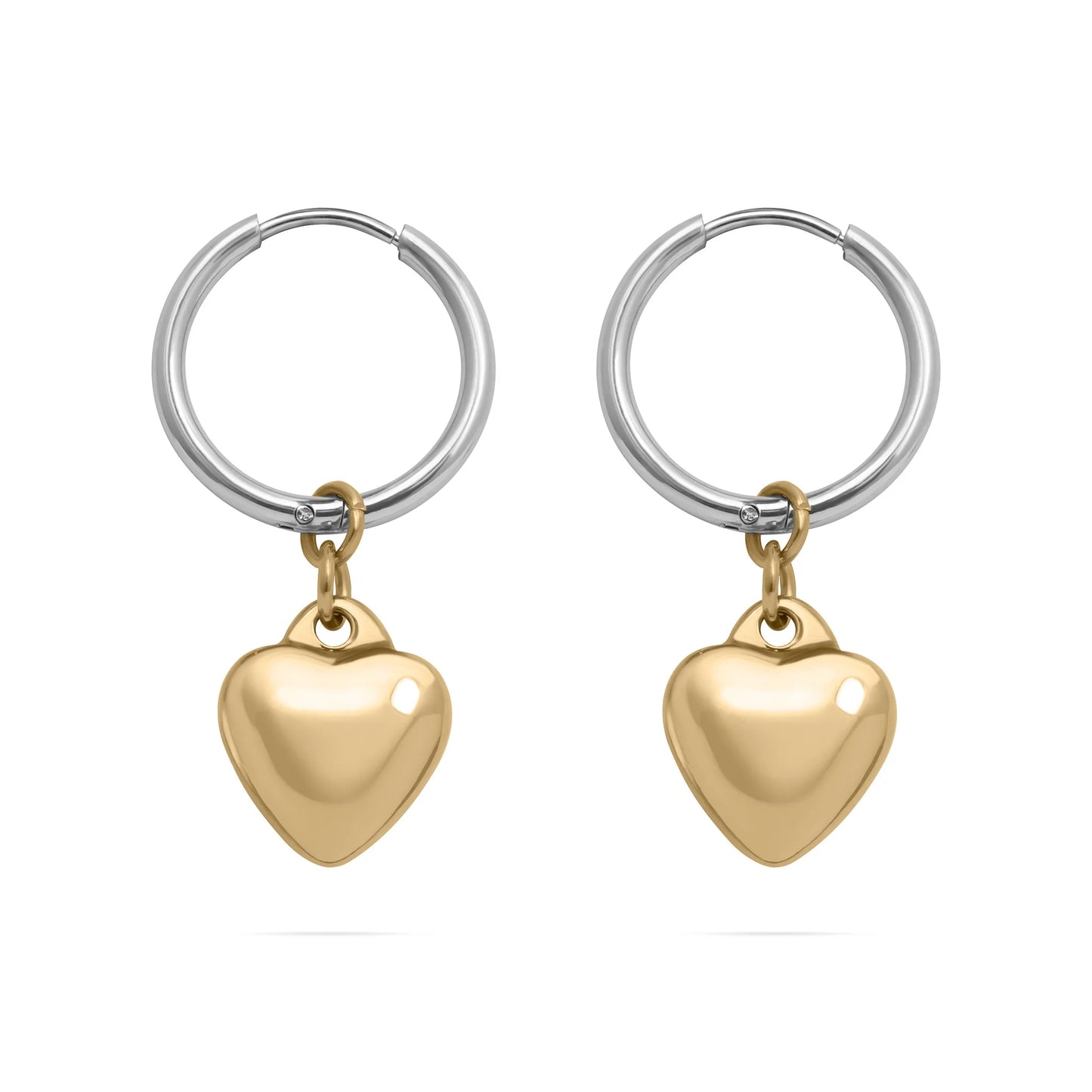 Wolf & Sparrow "Dual Tone" Heart Hoop Earrings