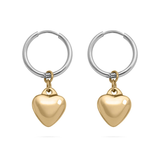 Wolf & Sparrow "Dual Tone" Heart Hoop Earrings