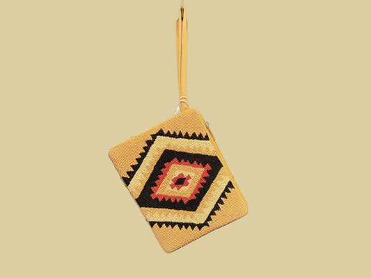 Wolf & Sparrow "Beaded Aztec" Wristlet