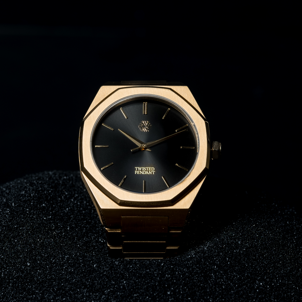 Wolf & Sparrow "Striking" Gold & Black Stainless Steel Watch