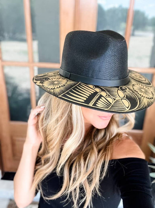 Wolf & Sparrow "Golden" Hand Painted Western Hat - Black and Gold