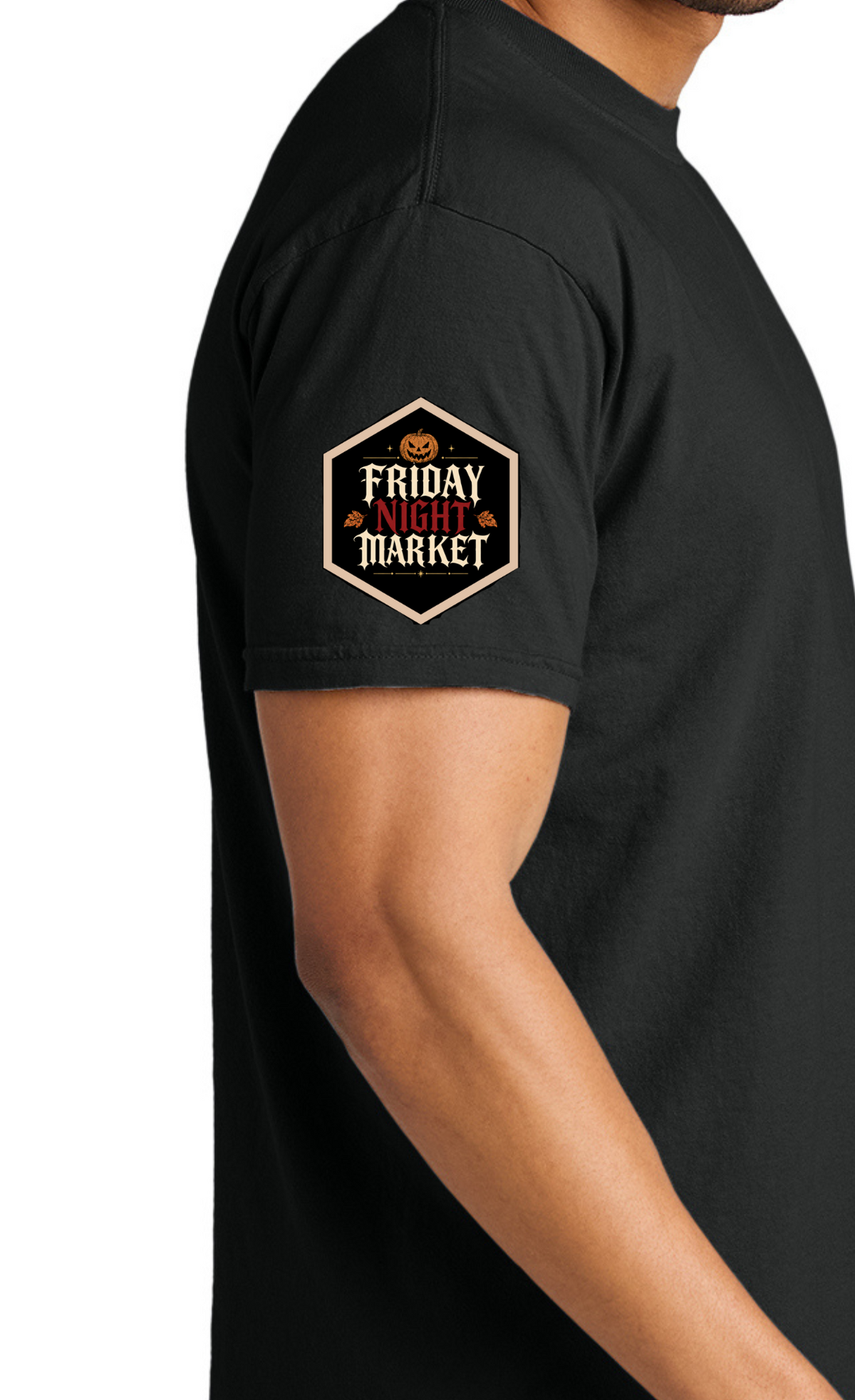 Wolf & Sparrow Friday Night Market Halloween Edition T-Shirt sleeve detail